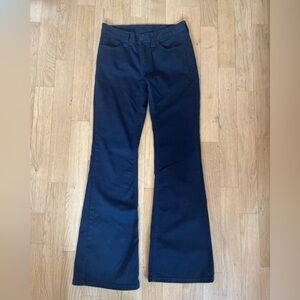 Dark blue slim flared pants cotton